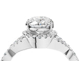 White gold Oval Cut Diamond  Halo Twist Band Solitaire Prong Setting Ring_135