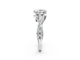 White gold Oval Cut Diamond  Halo Twist Band Solitaire Prong Setting Ring_142