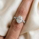 White gold Oval Cut Diamond  Halo Twist Band Solitaire Prong Setting Ring_146