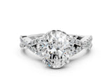 White gold Oval Cut Diamond  Halo Twist Band Solitaire Prong Setting Ring_37