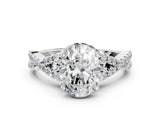 White gold Oval Cut Diamond  Halo Twist Band Solitaire Prong Setting Ring_79