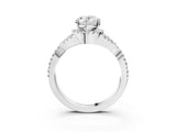 White gold Oval Cut Diamond  Halo Twist Band Solitaire Prong Setting Ring_82