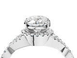 White gold Oval Cut Diamond  Halo Twist Band Solitaire Prong Setting Ring_83
