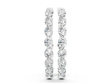 Silver 3.49 Carat E-F VVS-VS Oval Diamond Inside-Out Hoop Earrings
