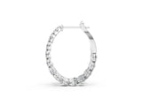 Silver 3.49 Carat E-F VVS-VS Oval Diamond Inside-Out Hoop Earrings