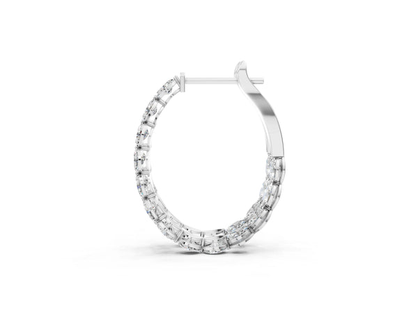 White gold Oval Cut Diamond Inside-Out Hoop Earrings