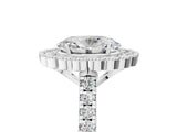 White gold Oval Cut Diamond Milgrain Floral Halo Engagement Ring with Pavé Band_26