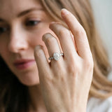 White gold Oval Cut Diamond Milgrain Marquise Band with Prong Setting_44