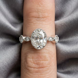 White gold Oval Cut Diamond Milgrain Marquise Band with Prong Setting_45