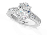 White gold Oval Cut Diamond Milgrain Pave Band Four-Prong Setting Ring_34