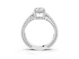 White gold Oval Cut Diamond Milgrain Pave Band Four-Prong Setting Ring_36