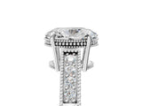 White gold Oval Cut Diamond Milgrain Pave Band Four-Prong Setting Ring_38
