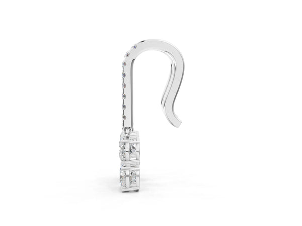 Silver Oval Cut Diamond Multi-Shape Hook Drop Earrings