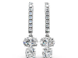 White gold Oval Cut Diamond Multi-Shape Hook Drop Earrings