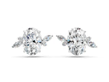 White gold Oval Cut Diamond Nature-Inspired Stud Earrings with Marquise and Round Accents_8