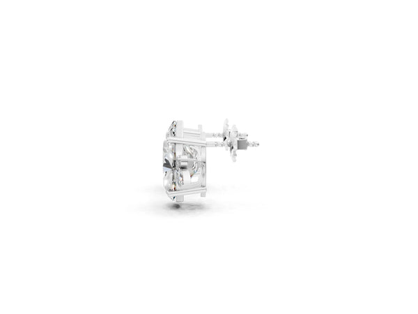 Platinum Oval Cut Diamond Nature-Inspired Stud Earrings with Marquise and Round Accents