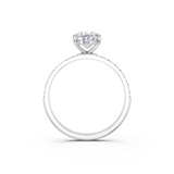 14K White Gold 1.06 Carat E VVS1 Oval Cut Diamond Pavé Band Solitaire Ring with Four-Prong Setting