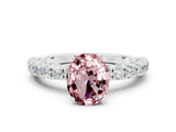 White gold Oval Cut Diamond Pavé Band Solitaire Ring with Prong Setting