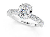 White gold Oval Cut Diamond Pavé Band Solitaire Ring with Prong Setting_1