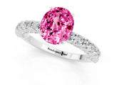 White gold Oval Cut Diamond Pavé Band Solitaire Ring with Prong Setting_1