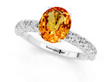 White gold Oval Cut Diamond Pavé Band Solitaire Ring with Prong Setting_1
