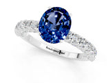 White gold Oval Cut Diamond Pavé Band Solitaire Ring with Prong Setting_1