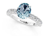 White gold Oval Cut Diamond Pavé Band Solitaire Ring with Prong Setting_1