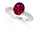 White gold Oval Cut Diamond Pavé Band Solitaire Ring with Prong Setting_1