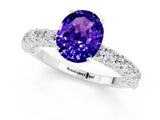 White gold Oval Cut Diamond Pavé Band Solitaire Ring with Prong Setting_1