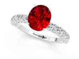 White gold Oval Cut Diamond Pavé Band Solitaire Ring with Prong Setting_1