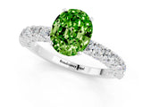 White gold Oval Cut Diamond Pavé Band Solitaire Ring with Prong Setting_1