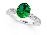 White gold Oval Cut Diamond Pavé Band Solitaire Ring with Prong Setting_1
