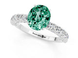White gold Oval Cut Diamond Pavé Band Solitaire Ring with Prong Setting_1