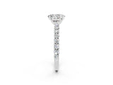 White gold Oval Cut Diamond Pavé Band Solitaire Ring with Prong Setting_2