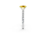 White gold Oval Cut Diamond Pavé Band Solitaire Ring with Prong Setting_2