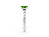 White gold Oval Cut Diamond Pavé Band Solitaire Ring with Prong Setting_2