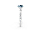 White gold Oval Cut Diamond Pavé Band Solitaire Ring with Prong Setting_2