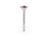 White gold Oval Cut Diamond Pavé Band Solitaire Ring with Prong Setting_2