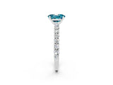 White gold Oval Cut Diamond Pavé Band Solitaire Ring with Prong Setting_2