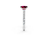 White gold Oval Cut Diamond Pavé Band Solitaire Ring with Prong Setting_2