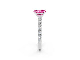 White gold Oval Cut Diamond Pavé Band Solitaire Ring with Prong Setting_2