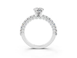 White gold Oval Cut Diamond Pavé Band Solitaire Ring with Prong Setting_3
