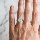 White gold Oval Cut Diamond Pavé Band Solitaire Ring with Prong Setting_327