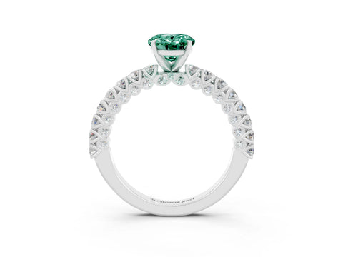 White gold Oval Cut Diamond Pavé Band Solitaire Ring with Prong Setting_3