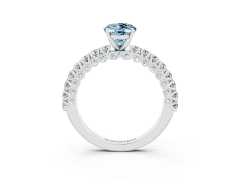 White gold Oval Cut Diamond Pavé Band Solitaire Ring with Prong Setting_3
