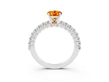 White gold Oval Cut Diamond Pavé Band Solitaire Ring with Prong Setting_3