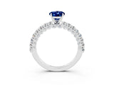 White gold Oval Cut Diamond Pavé Band Solitaire Ring with Prong Setting_3