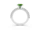 White gold Oval Cut Diamond Pavé Band Solitaire Ring with Prong Setting_3