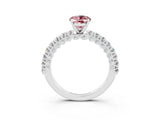 White gold Oval Cut Diamond Pavé Band Solitaire Ring with Prong Setting_3