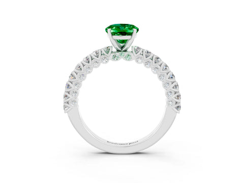 White gold Oval Cut Diamond Pavé Band Solitaire Ring with Prong Setting_3